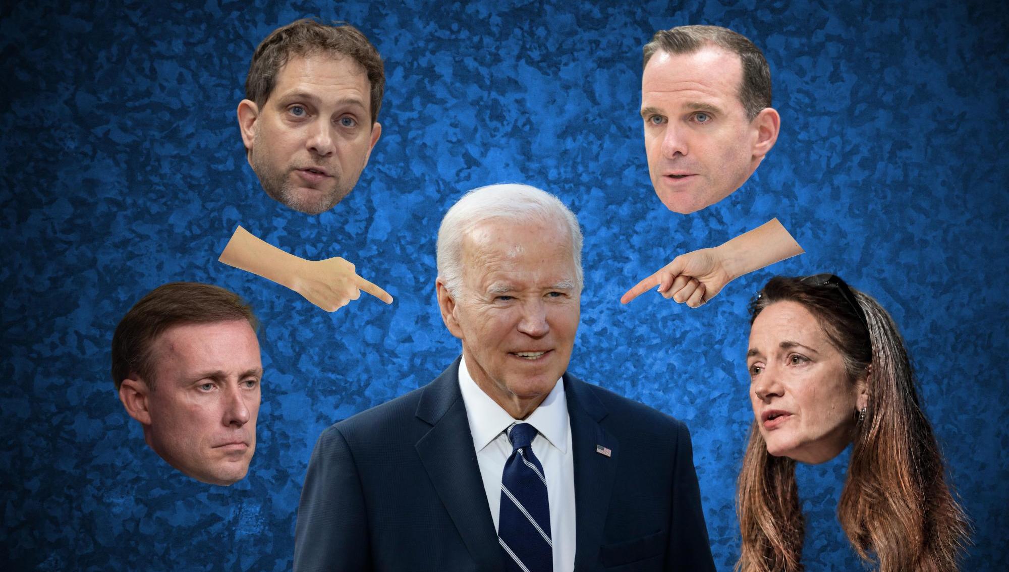 A collage showing Joe Biden, Jake Sullivan, Jon Finer, Brett McGurk and Avril Haines