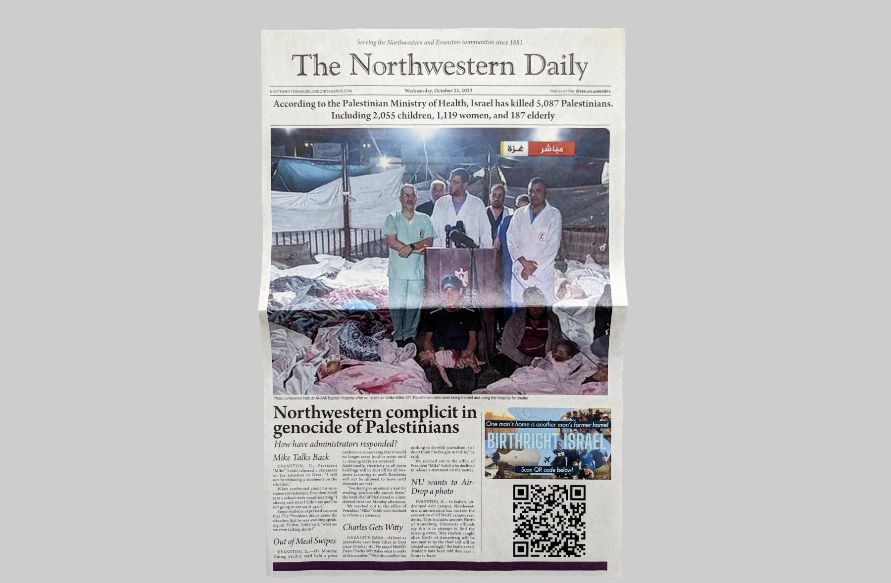 Northwestern students face criminal charges for pro-Palestinian newspaper parody