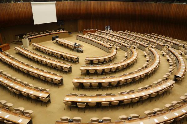 An international meeting chamber in the United Nations Headquarters in Geneva, Switzerland