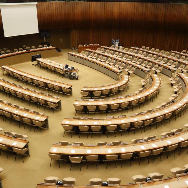 An international meeting chamber in the United Nations Headquarters in Geneva, Switzerland
