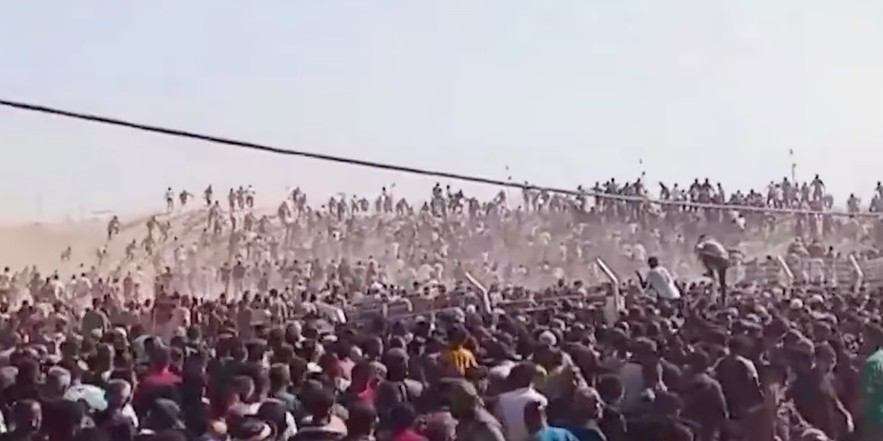 Crowds at US-backed aid distribution center in Gaza