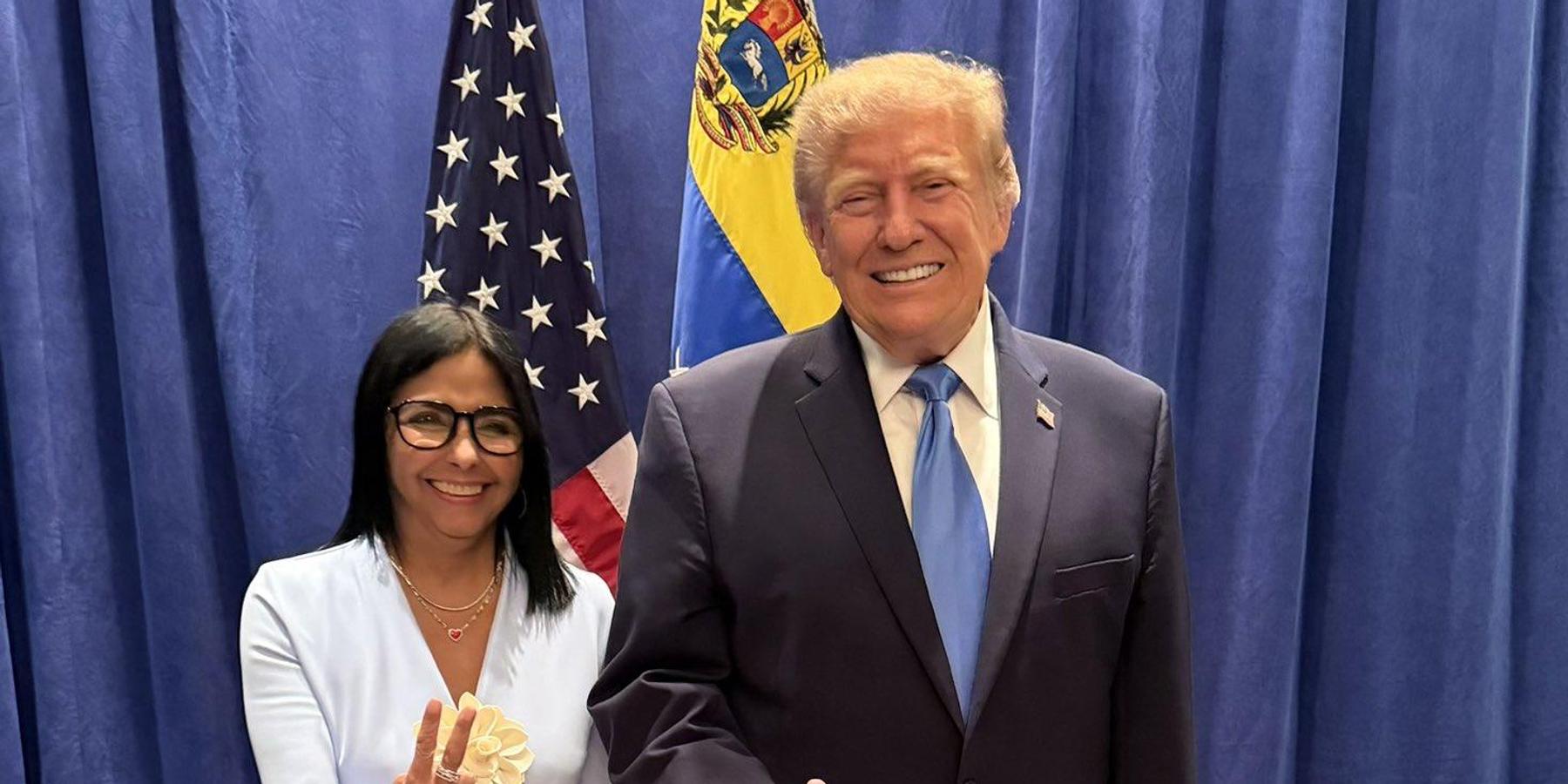 Delcy Rodriguez and Donald Trump