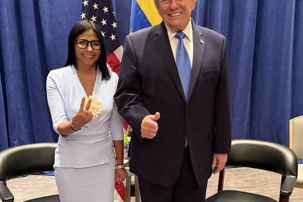 Delcy Rodriguez and Donald Trump