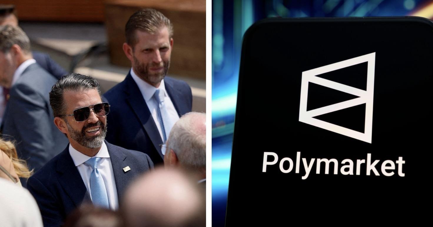 Donald Trump Jr. and Eric Trump, Polymarket logo