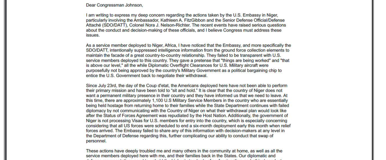 USAF whistleblower: US military at risk in Niger