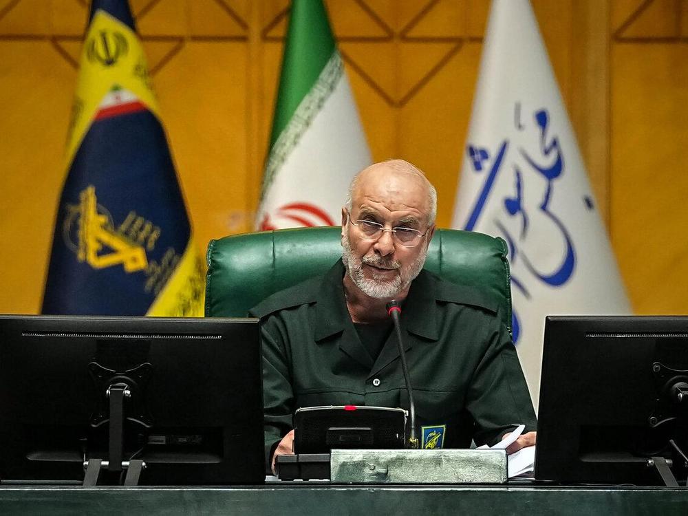 Iranian Parliament Speaker Mohammad Bagher Ghalibaf at a sessino of parliament in early 2026