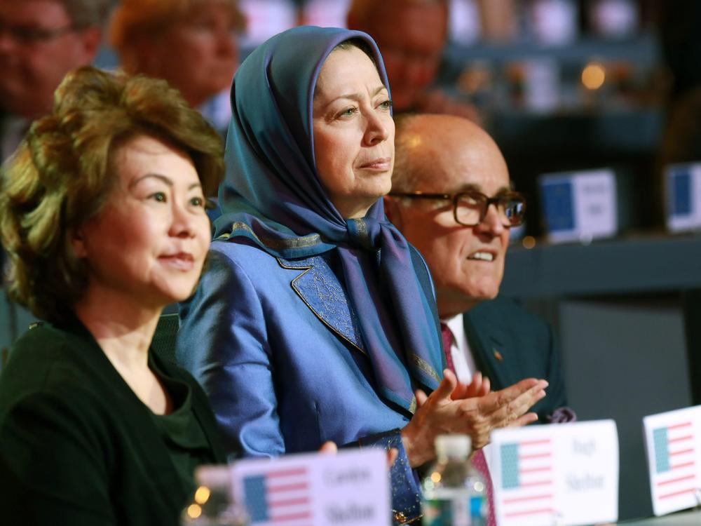 Maryam Rajavi with Elaine Chao and Rudy Giuliani