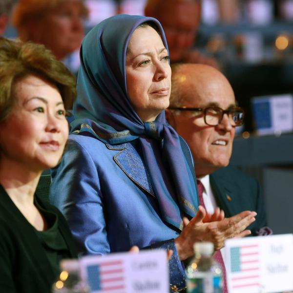 Maryam Rajavi with Elaine Chao and Rudy Giuliani