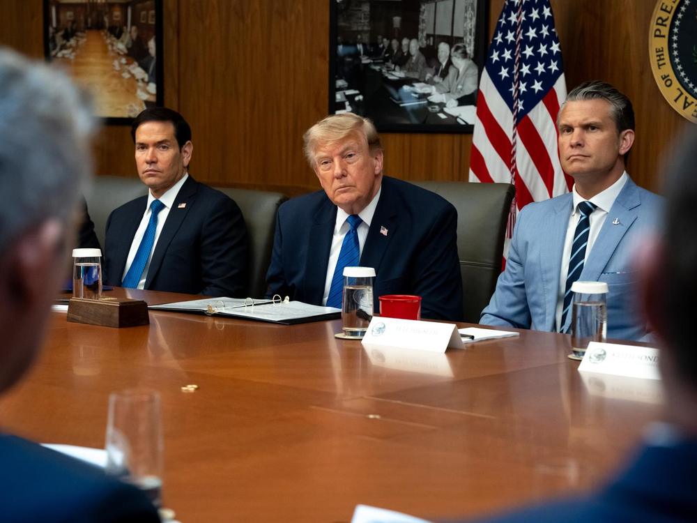 President Donald J. Trump meets with his cabinet at Camp David, Maryland.