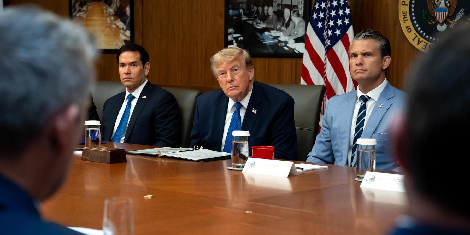President Donald J. Trump meets with his cabinet at Camp David, Maryland.