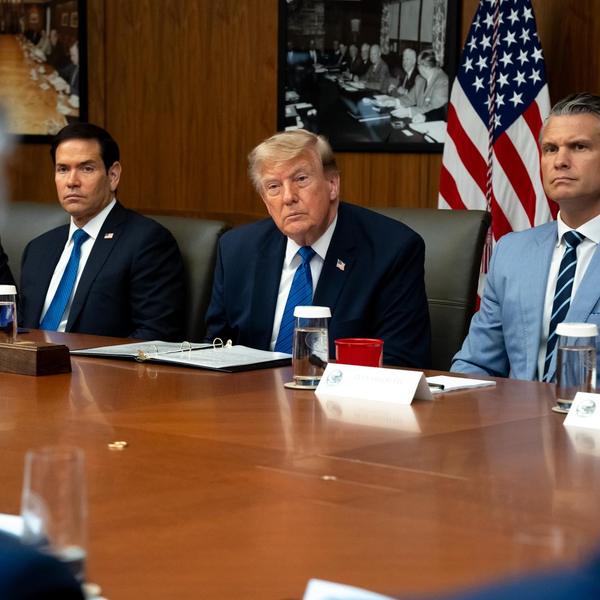 President Donald J. Trump meets with his cabinet at Camp David, Maryland.