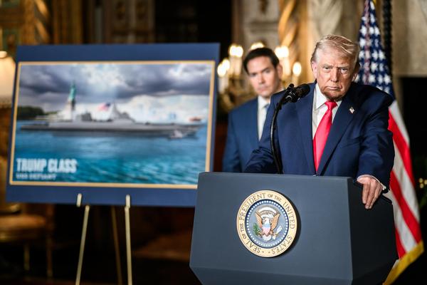 President Donald Trump announces plans for a “Golden Fleet” of new U.S. Navy battleships, including the Trump-class battleship.