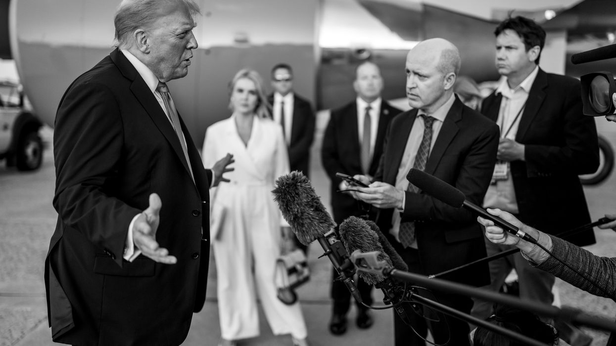 President Trump with reporters