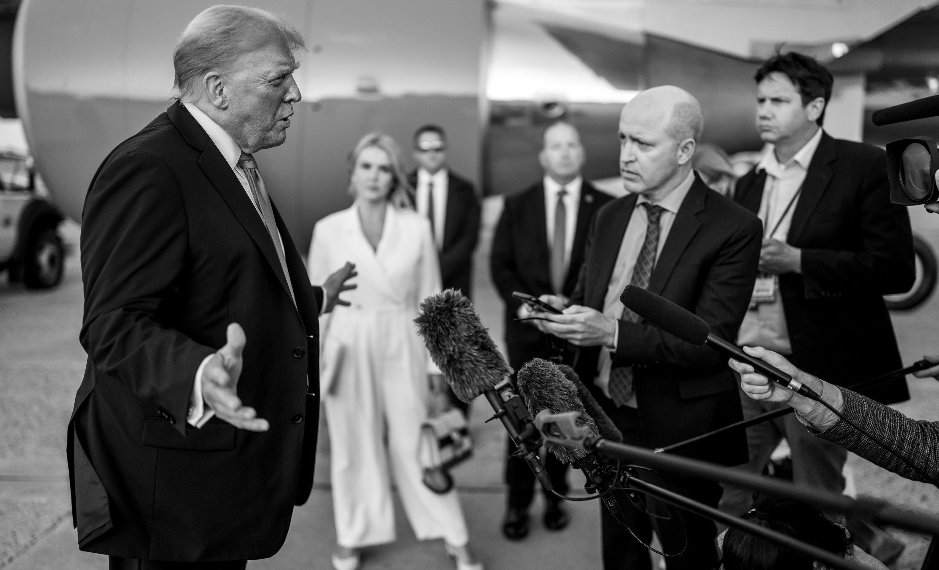 President Trump with reporters