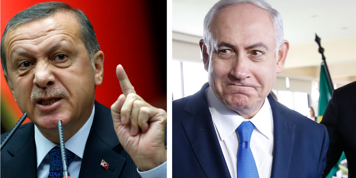 Recep Tayyip Erdogan and Benjamin Netanyahu