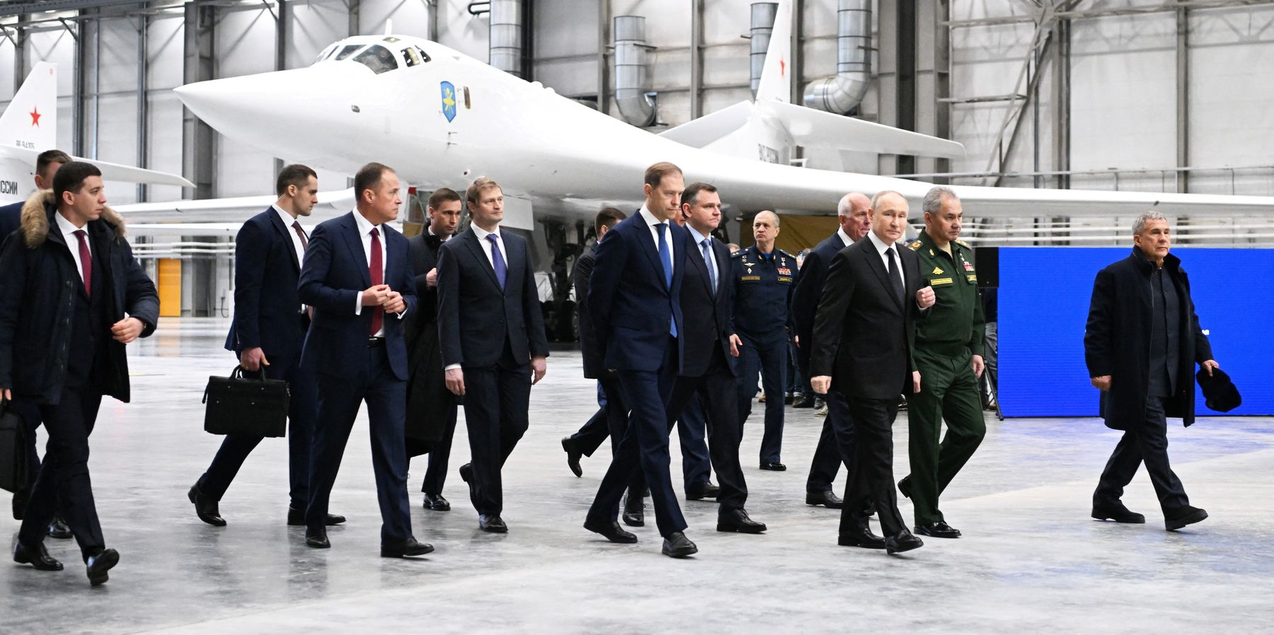 Russian President Vladimir Putin visits the Kazan Aviation Factory named after Sergei Gorbunov, a branch of the Tupolev military industry company, in Kazan, Russia February 21, 2024