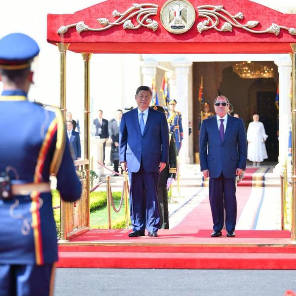 t Cairo's Al-Ittihadiya Palace, Egyptian President Abdel Fatah al-Sisi receives Chinese President Xi Jinping