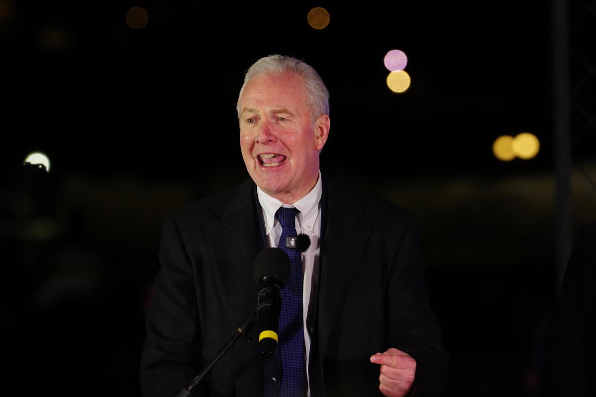 U.S. Sen. Chris Van Hollen (D-Md.) speaks at a protest outside the Capitol during President Donald Trump's State of the Union address on Feb. 24, 2026
