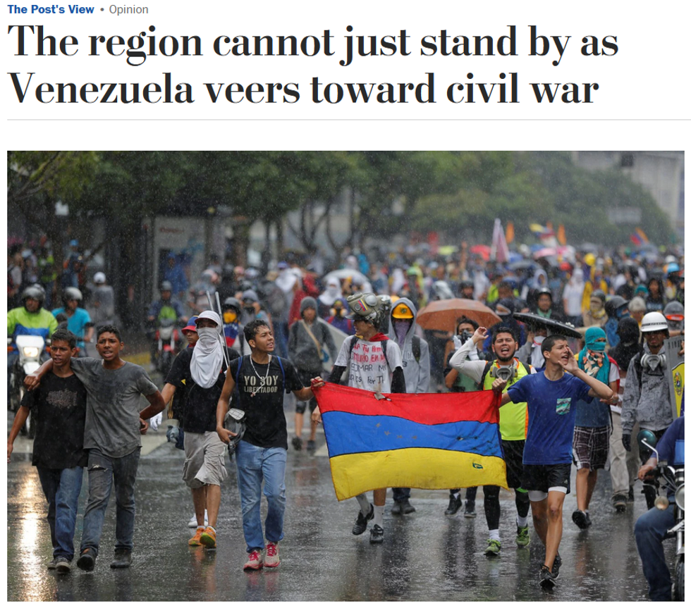 WaPo: The region cannot just stand by as Venezuela veers toward civil war